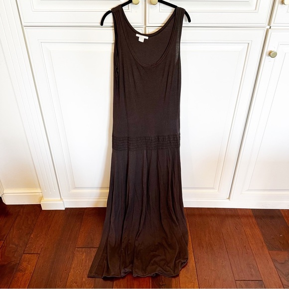 Enza Costa Women’s Dark Brown Cotton Modal Stretch Tank Maxi Dress Oversized L - Picture 1 of 8